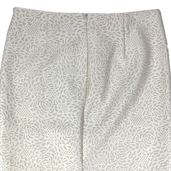 Catherine Malandrino Skirt Womens 8 Ivory White 3D Floral Laser Cut Pencil Midi - Picture 3 of 10